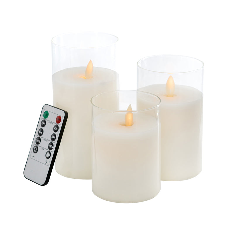 LED Wax Candle Set of 3 - w/remote control