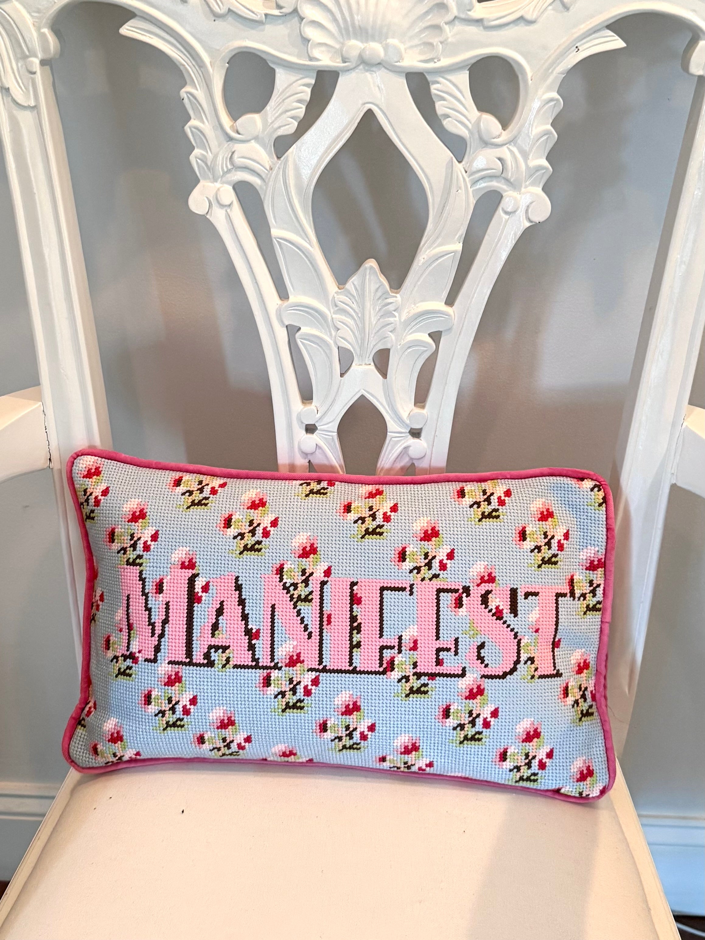 Needlepoint Pillow - Manifest