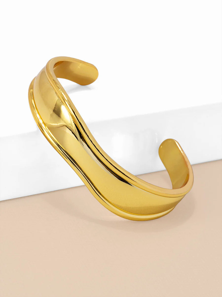 Fluid Wave Cuff Bracelet-Gold