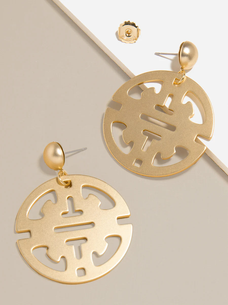 Traveling Pendant Charm Drop Earring- Matte Gold