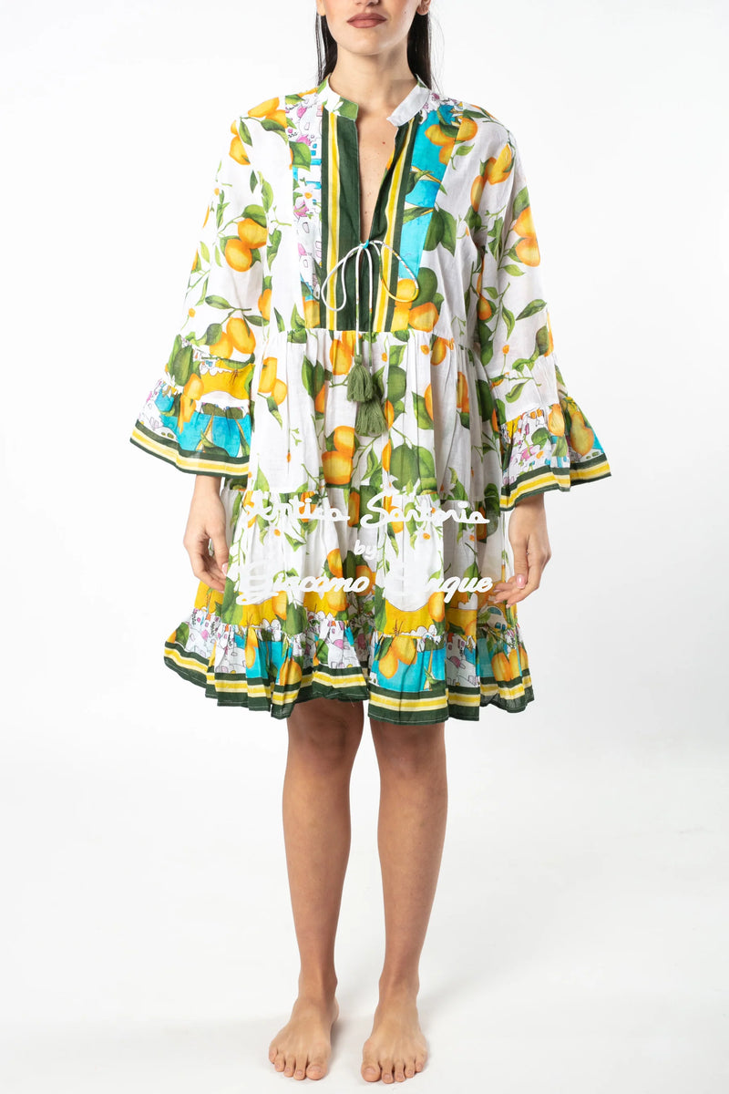 Short Dress with Mandarin Collar