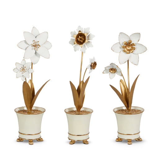 White Gold Metal Flower 16.5"