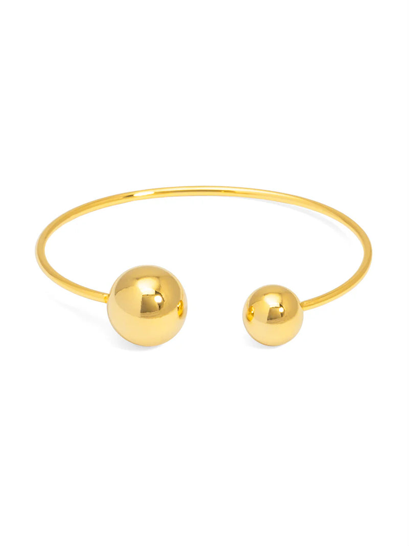 Two Beads Cuff Bracelet- Gold