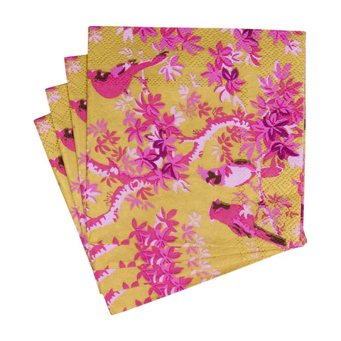 Scenic Songbird Gold Cocktail Napkins