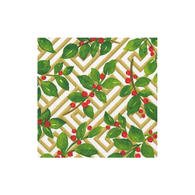 Cocktail Napkins - Holly and Fretwork