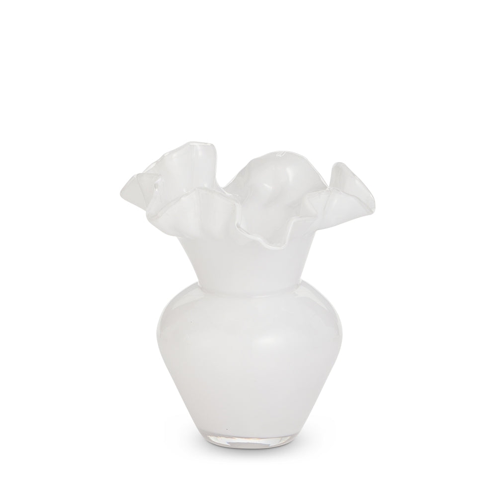 White Scalloped Ruffle Vase