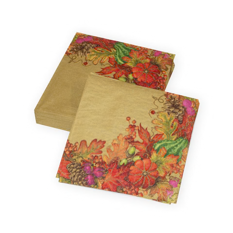 Harvest Garland Gold Cocktail Napkin