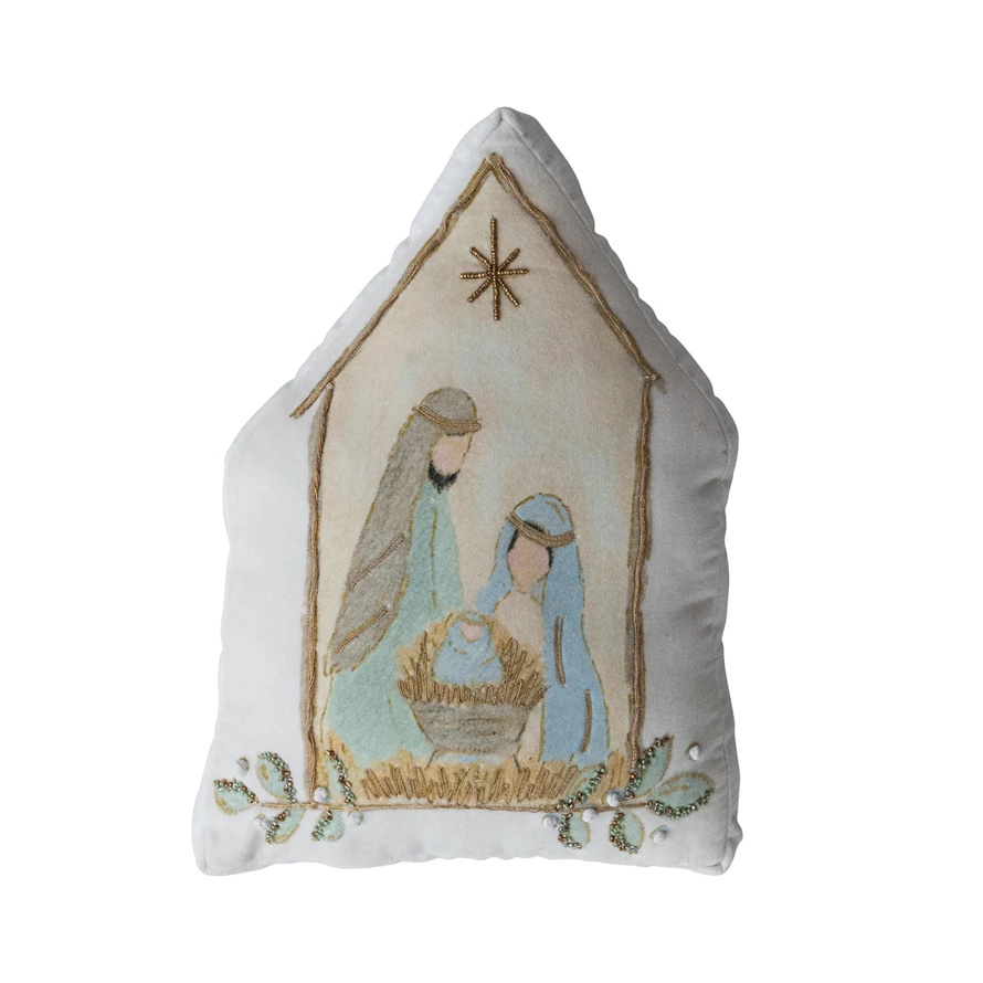 Velvet Pillow w/Holy Family