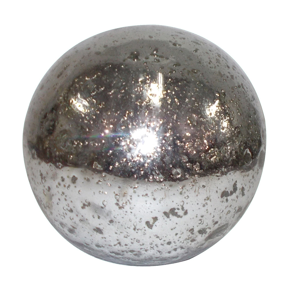 Textured Silver Glass Sphere 8"