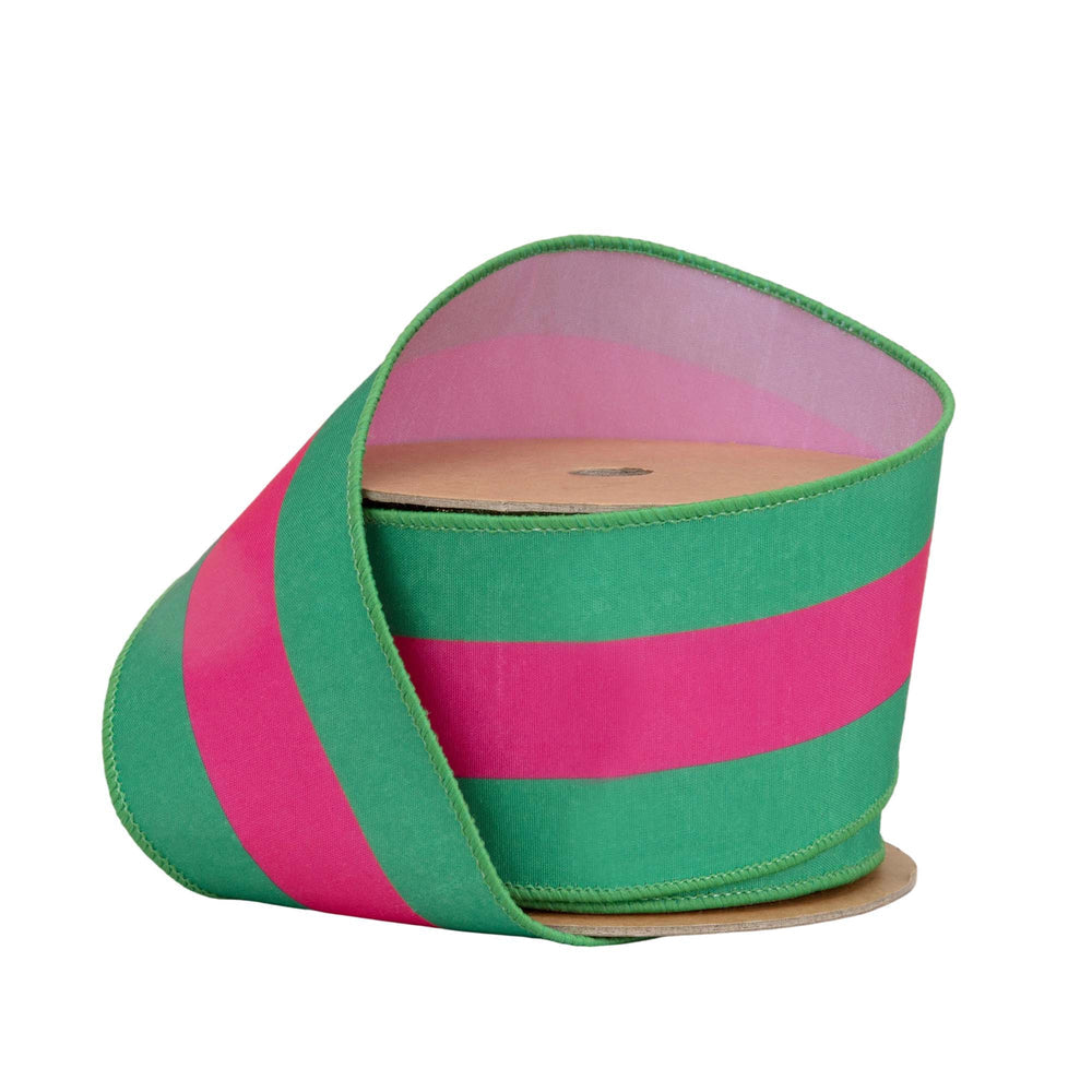 Ribbon bolt - Hot Pink/Green Stripe Wired Ribbon 2 1/2"