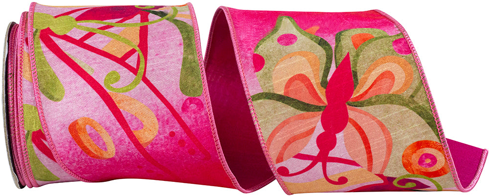 Ribbon Bolt - Butterfly Colors - Fuchsia 4"x10