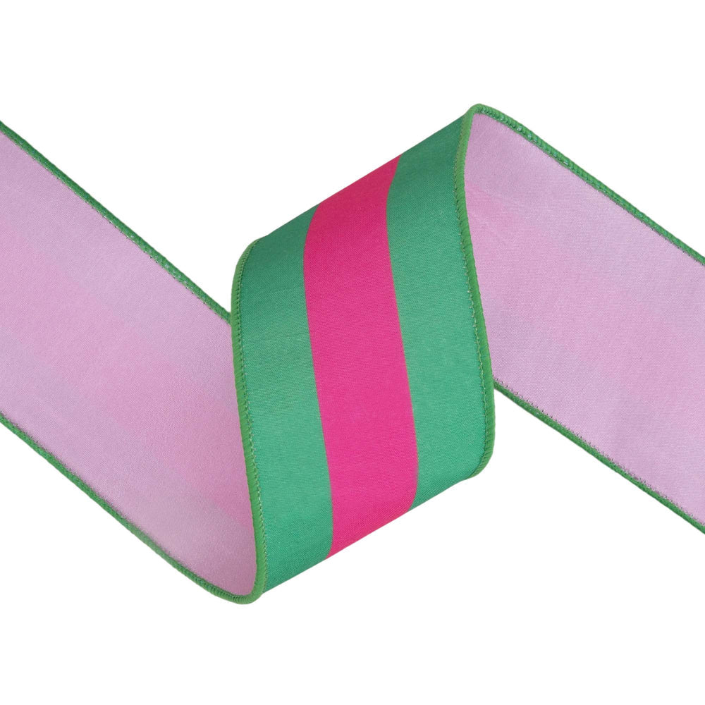 Ribbon bolt - Hot Pink/Green Stripe Wired Ribbon 2 1/2"