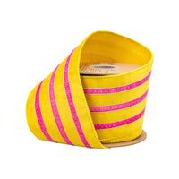 Ribbon Bolt - Velvet Yellow/Pink Trim Wired Ribbon 4"