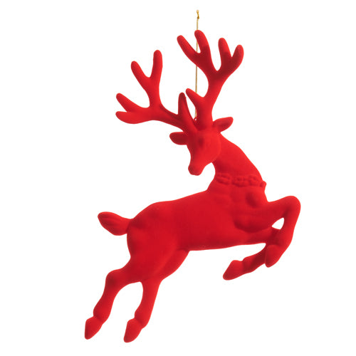 Red Flocked Leaping Deer Ornament 17.5"