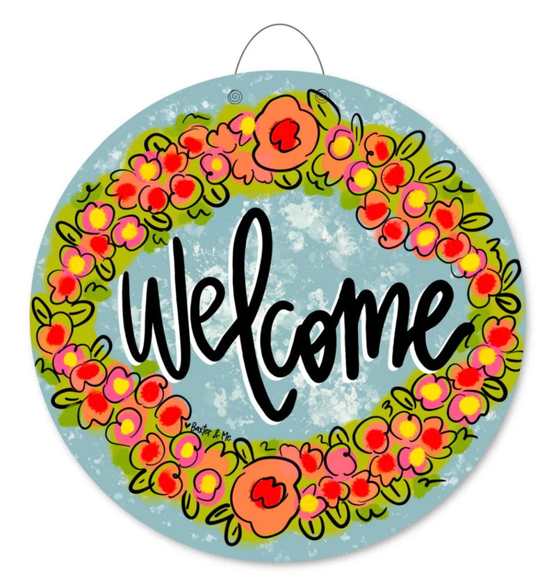Welcome Little Flower Door Hanger