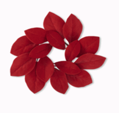 Red Velvet Magnolia Leaf Candle Ring 17"