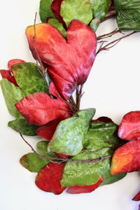 Red and Green Fig Leaf Wreath - Harding