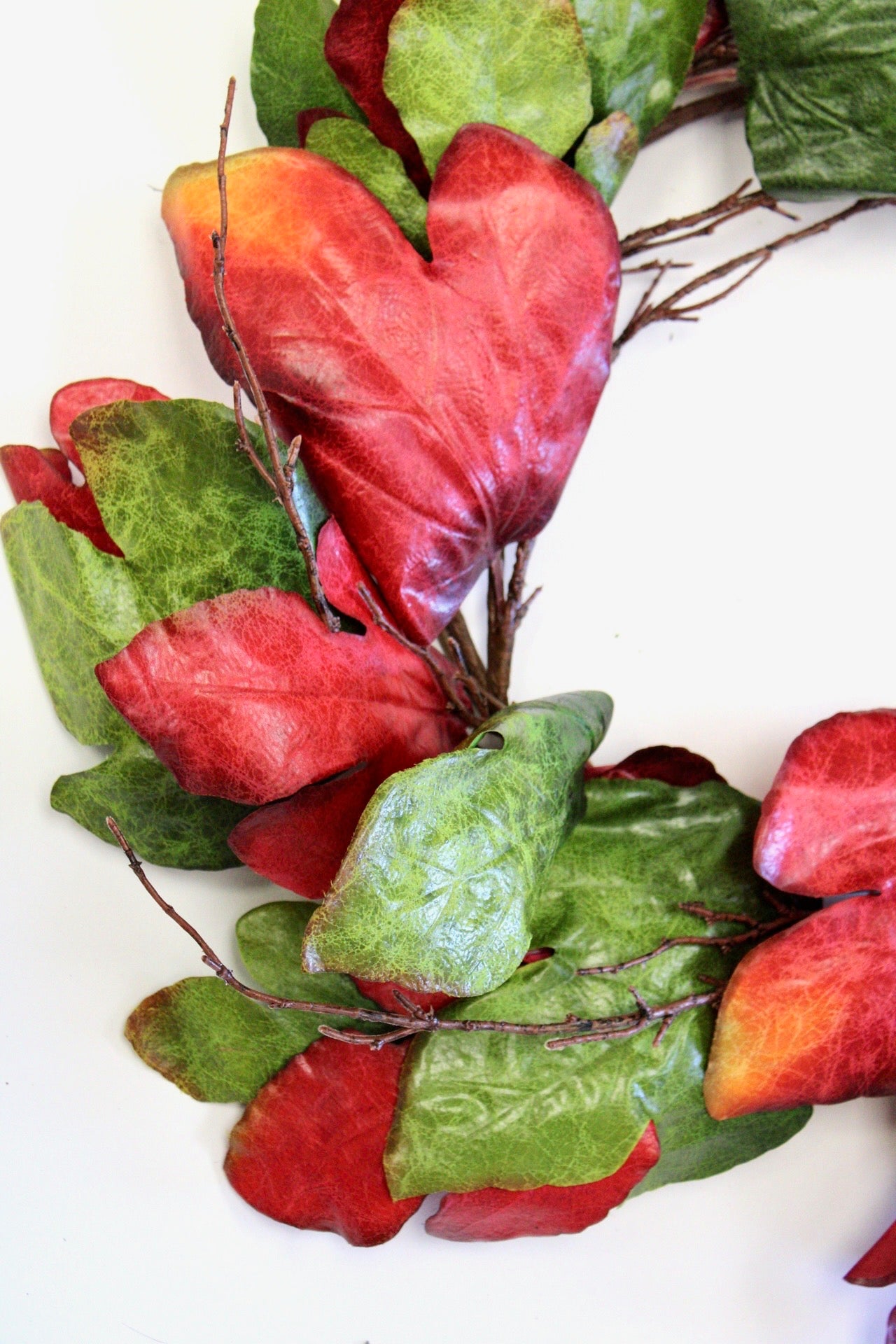 Red and Green Fig Leaf Wreath - Harding