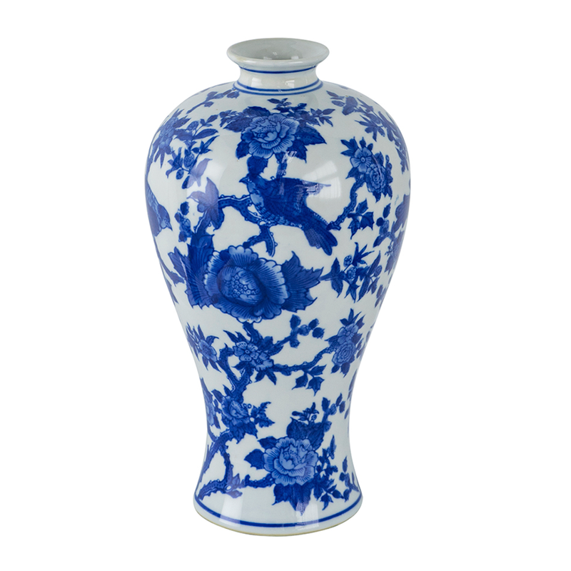 Blue and White Bird Vase
