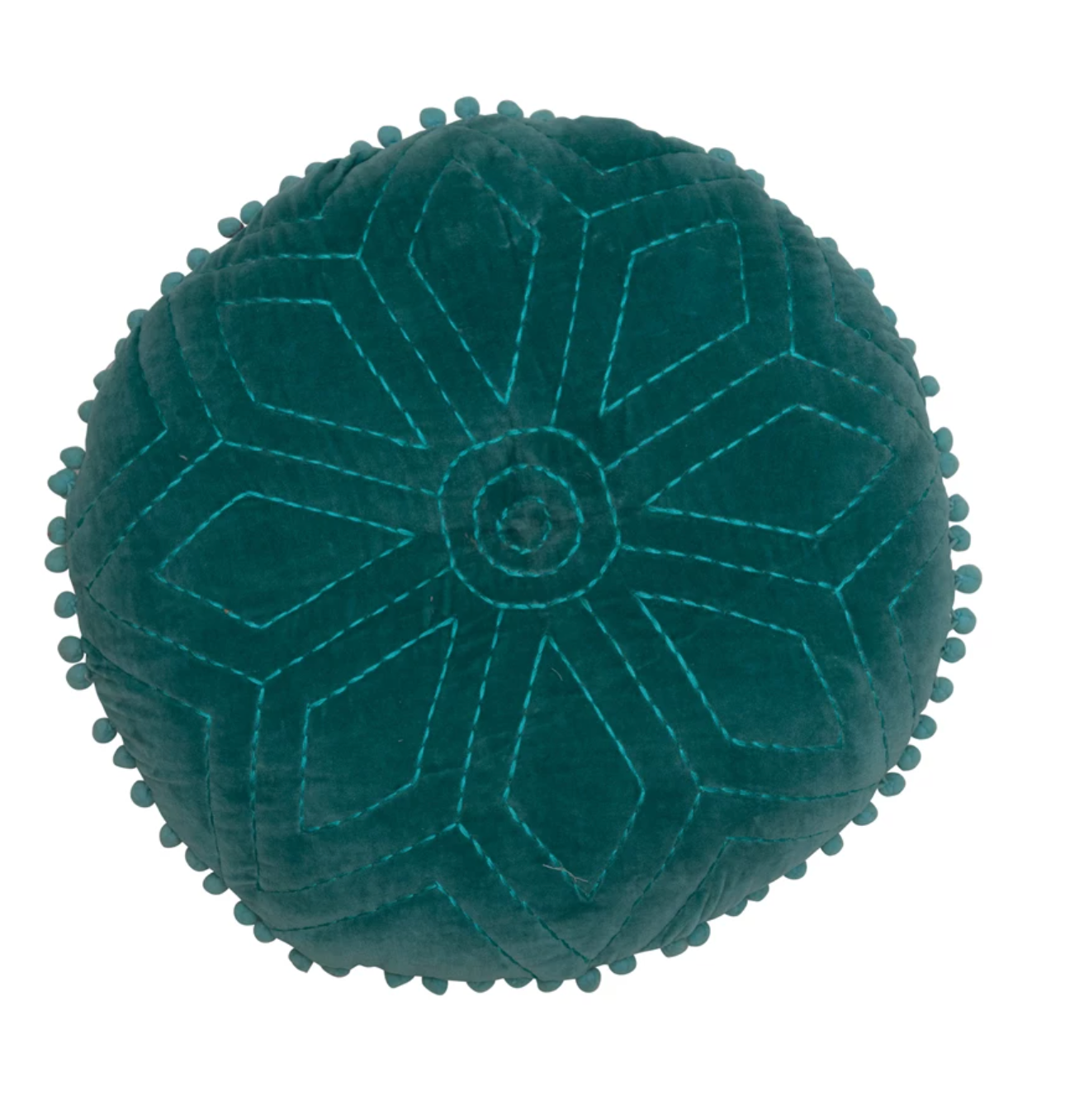 Turquoise Velvet Embroidered Pillow