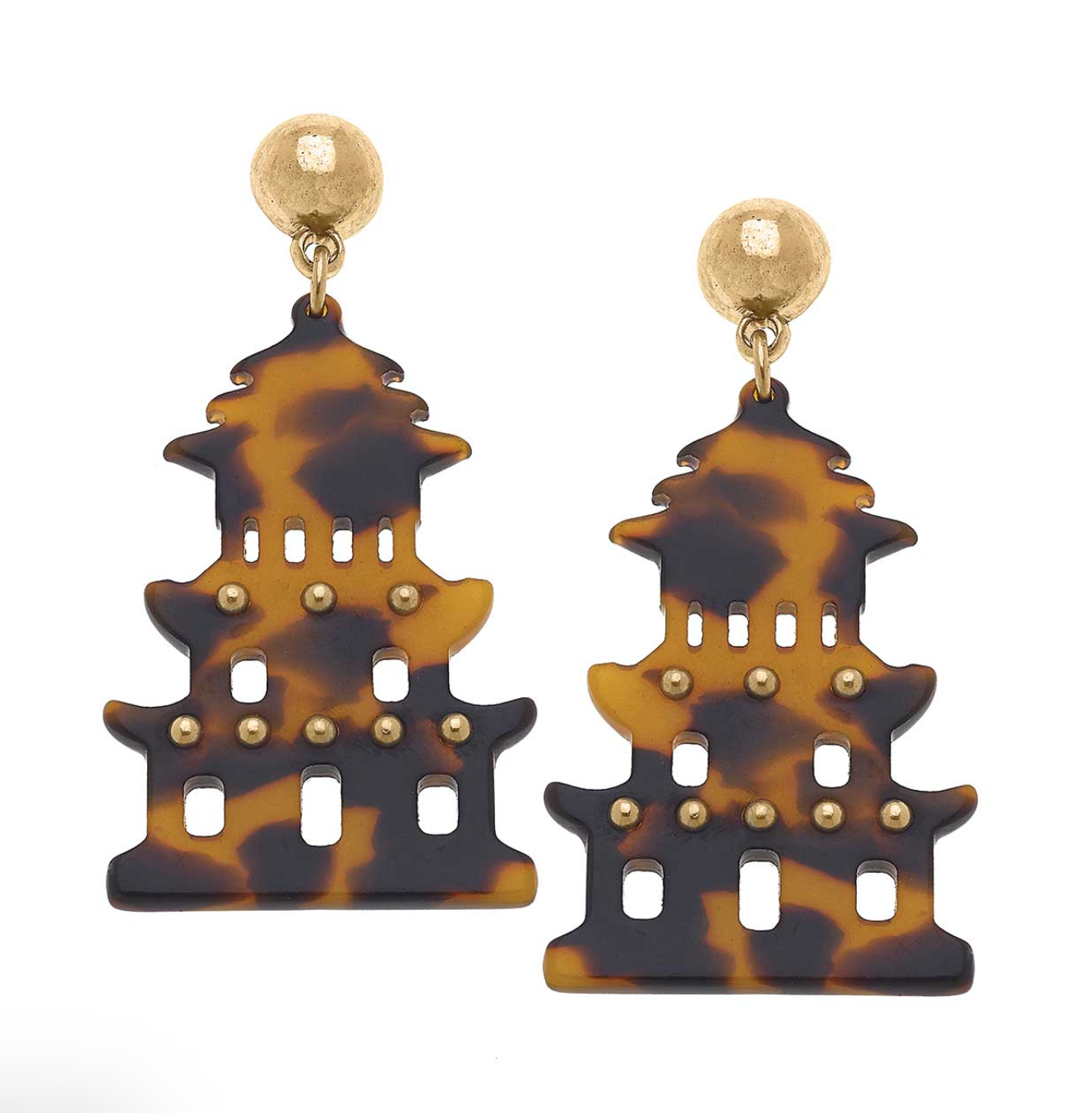 Gia Pagoda Earrings - Tortoise