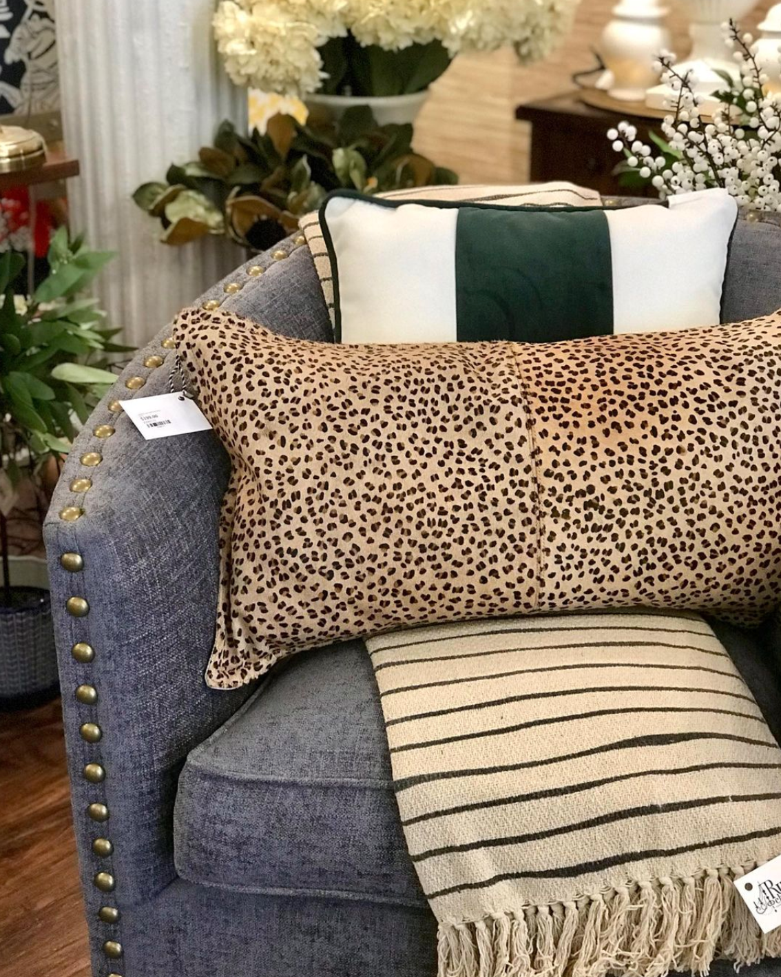 Leopard Hide Camel and Black Pillow