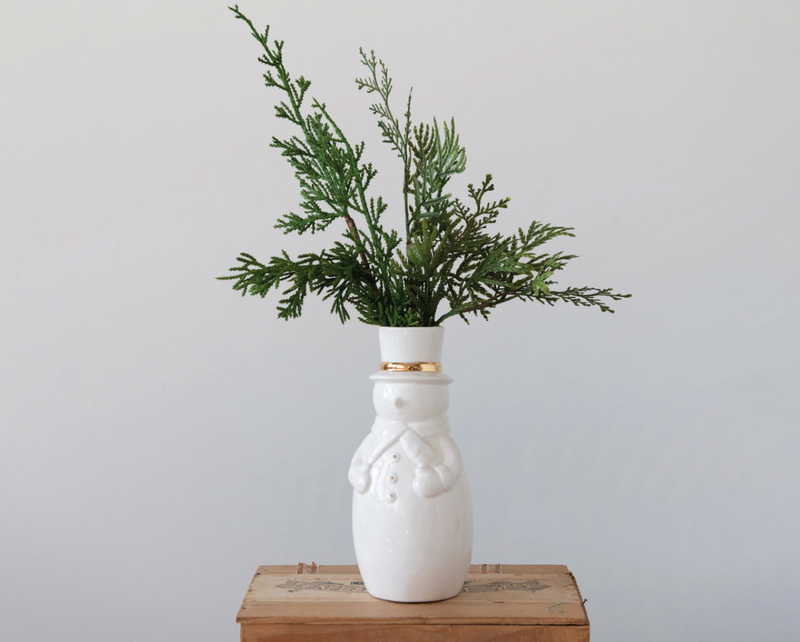 Stoneware Snowman Vase