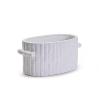 FAUX BAMBOO OVAL CENTERPIECE / CACHEPOT WITH HANDLES