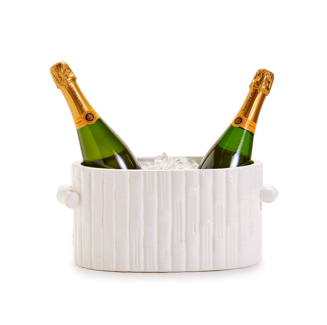 FAUX BAMBOO OVAL CENTERPIECE / CACHEPOT WITH HANDLES