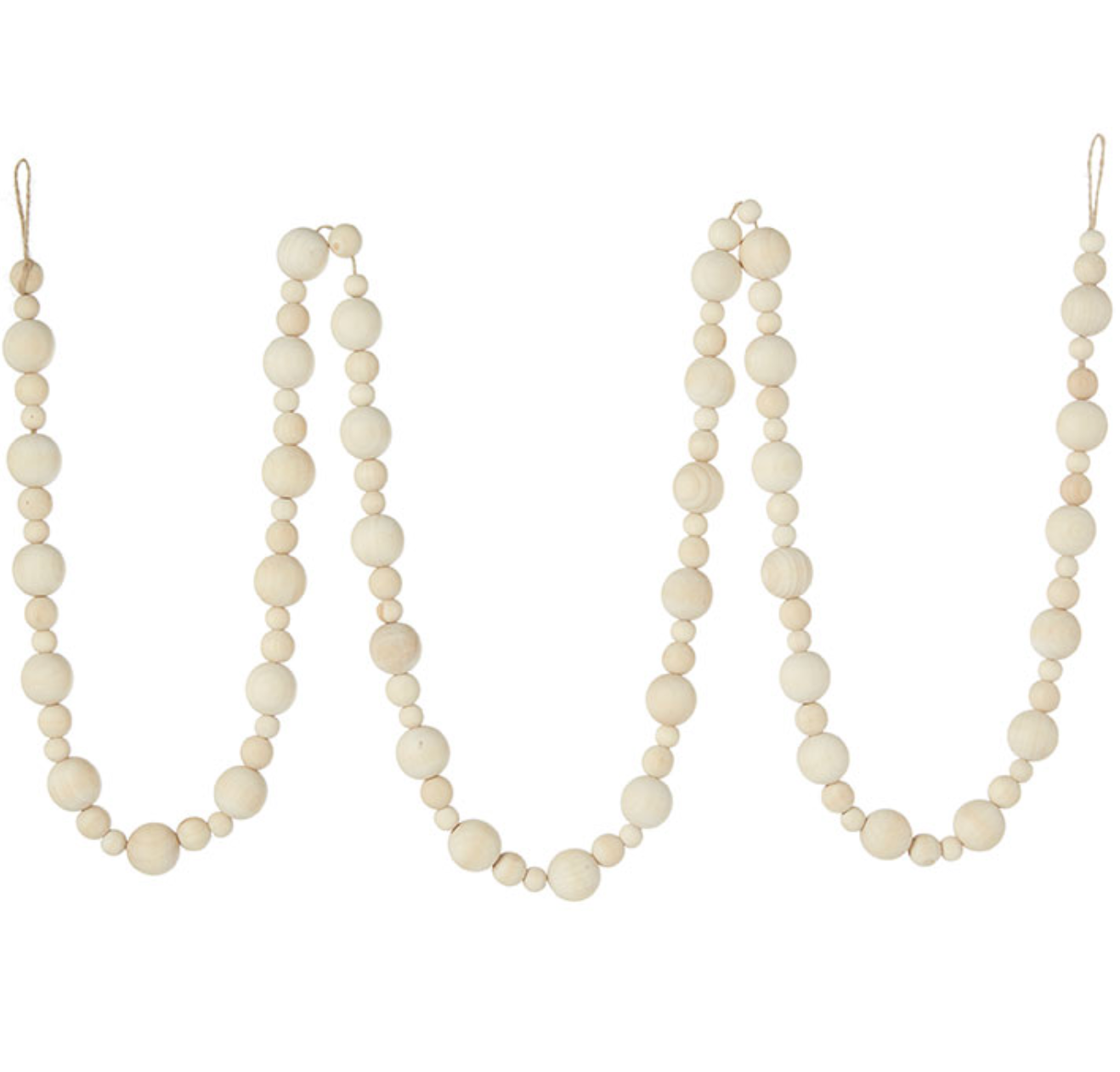 White 6" Wood Bead Garland