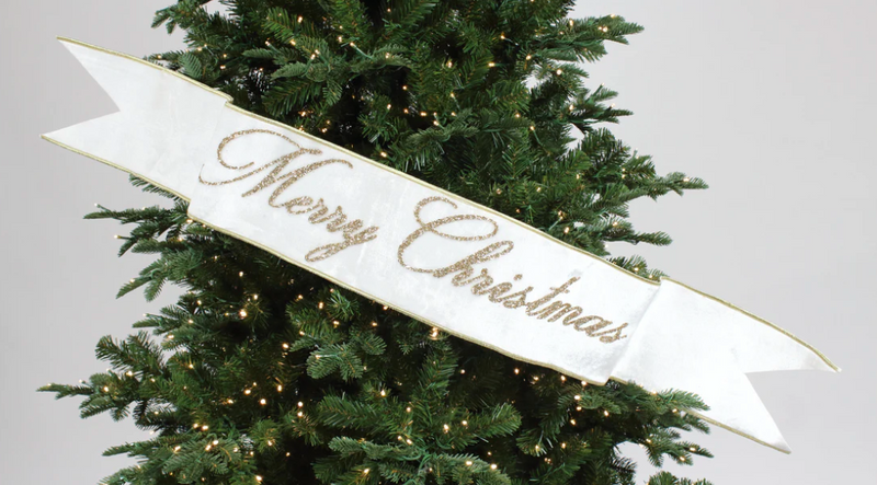 White Merry Christmas Banner