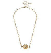 Jenna Ribbed Metal Necklace in Worn Gold
