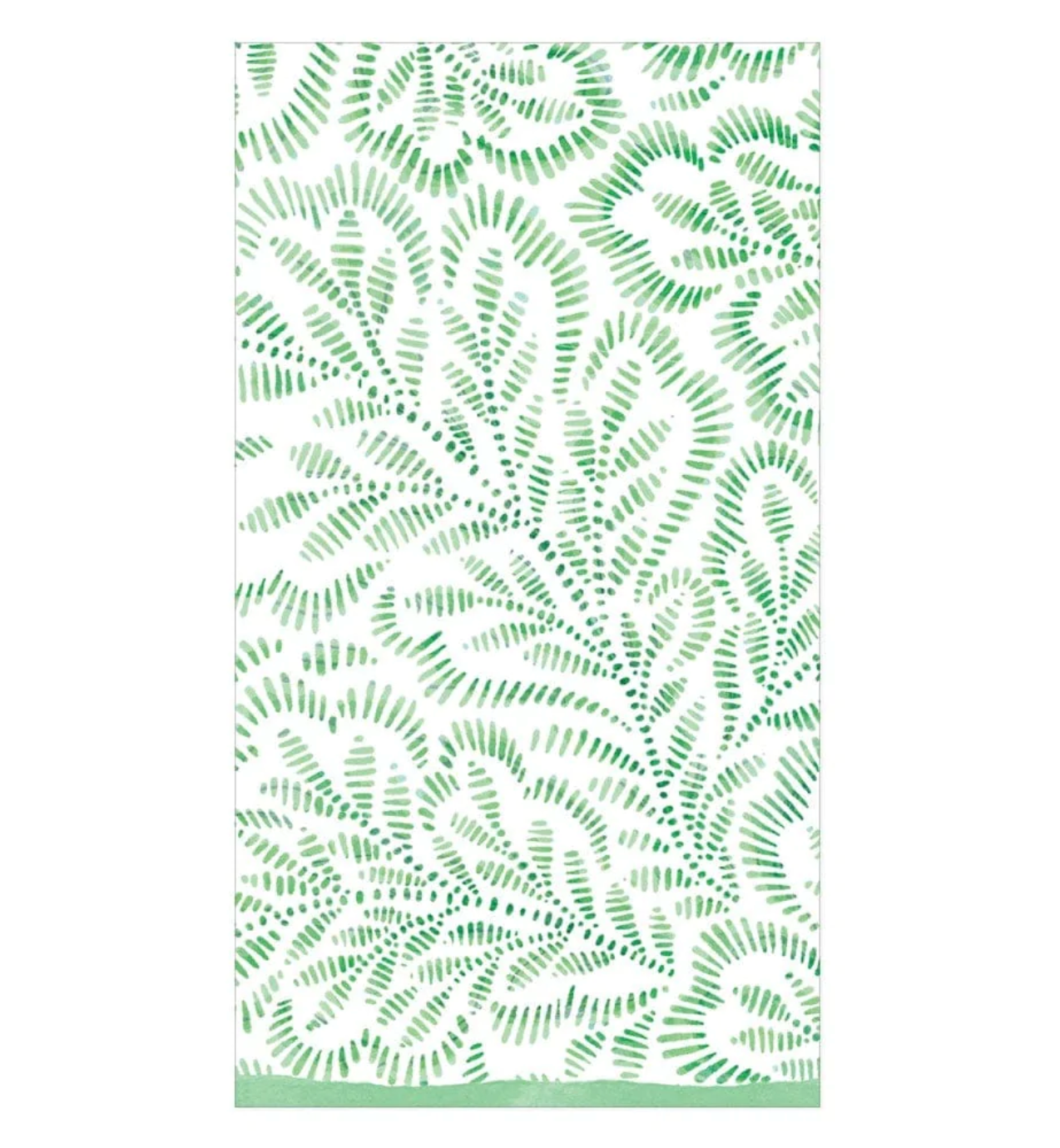 Green Block Print Leaves Guest Towel