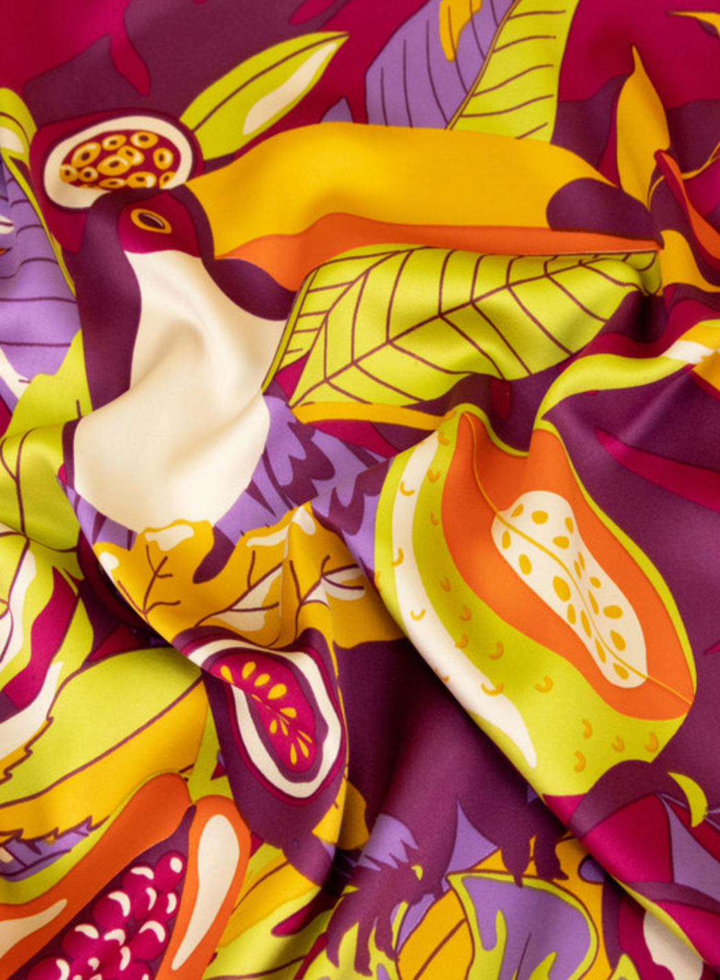 Small Satin Square Scarf - Fruity Toucan