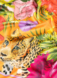 Small Satin Square Scarf - Blooming Jungle