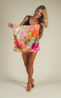 Small Satin Square Scarf - Blooming Jungle