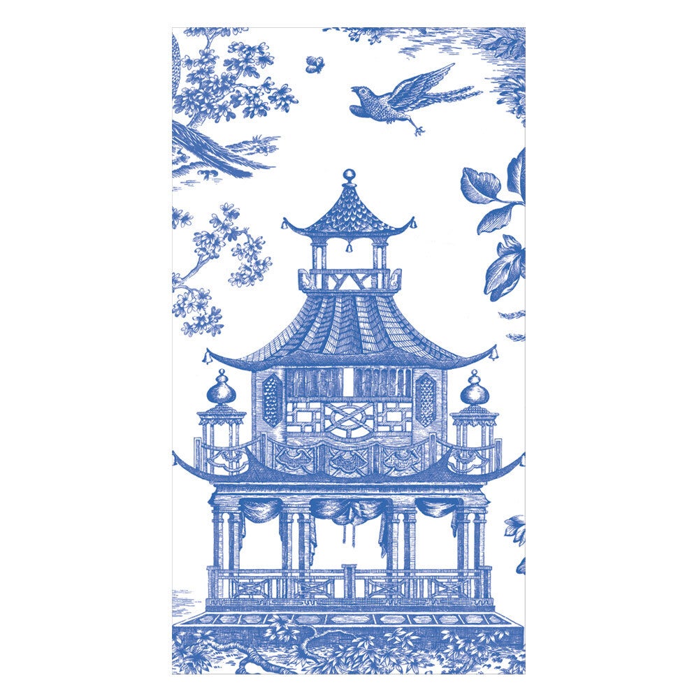 Chinoiserie Toile Pagoda Guest Towel